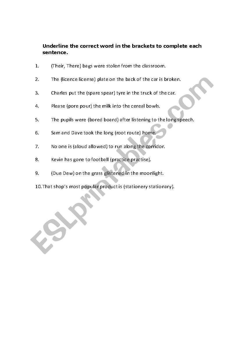 homophones worksheet worksheet