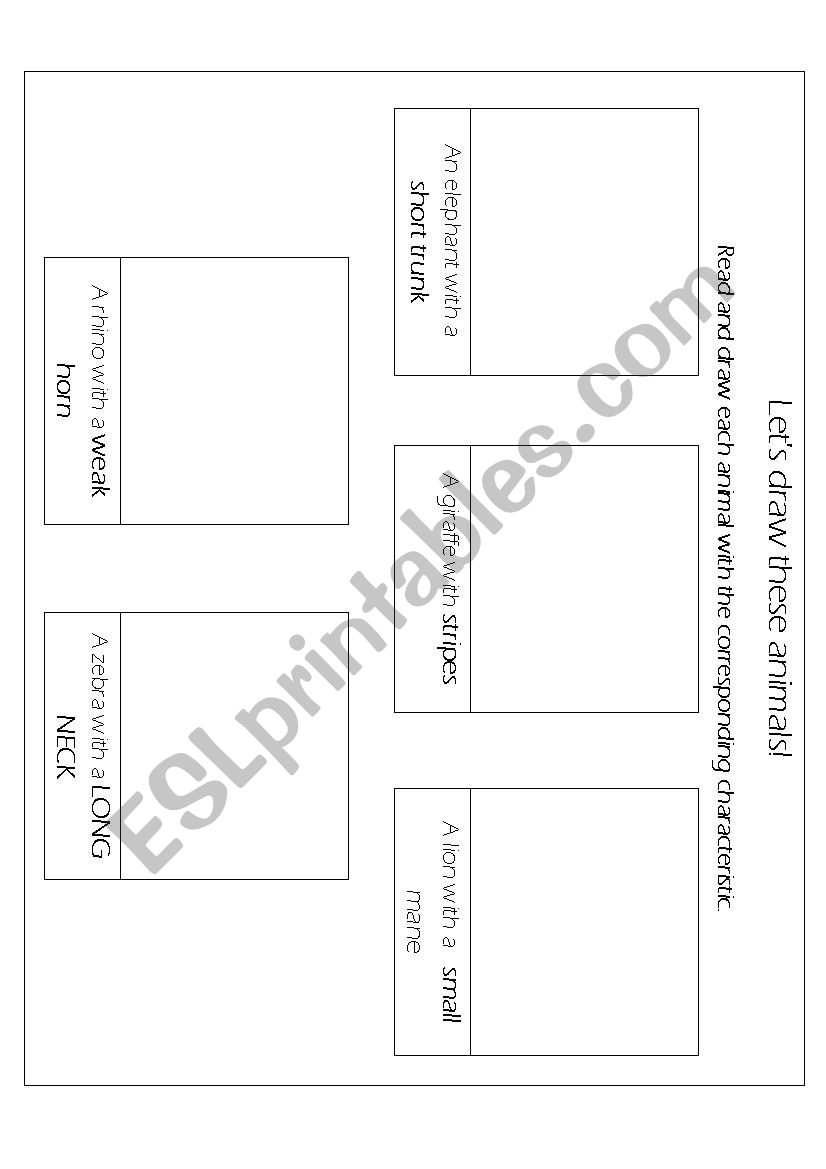 Drawing animals worksheet