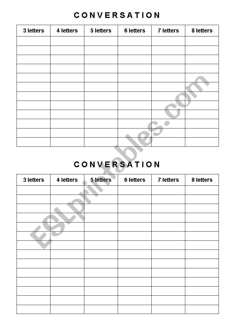 Conversation Anagram worksheet