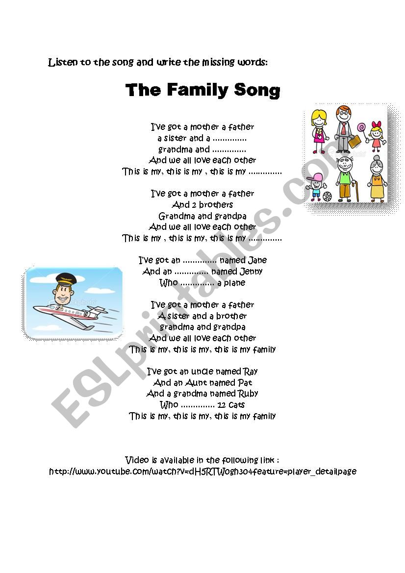 Family Song - ESL worksheet by zaynouba2010