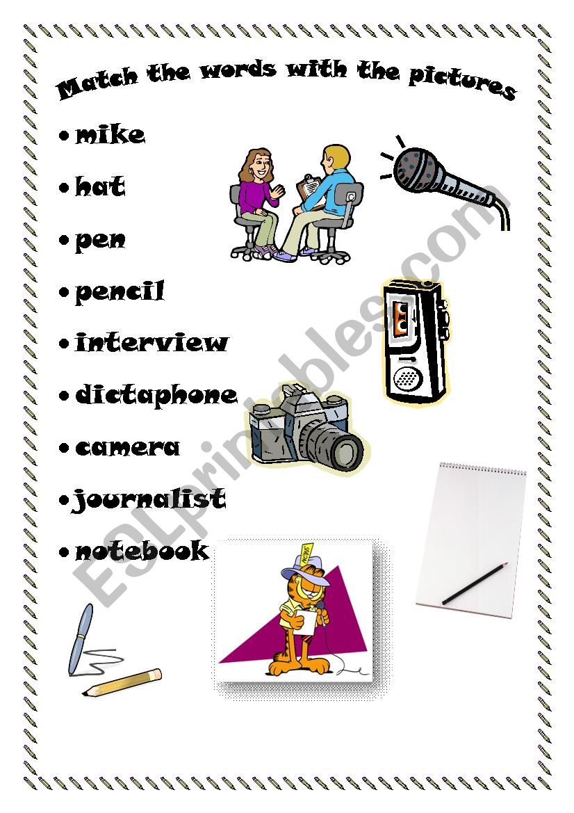 Reporter/Journalist worksheet