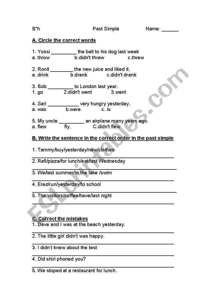 english-worksheets-past-simple-test