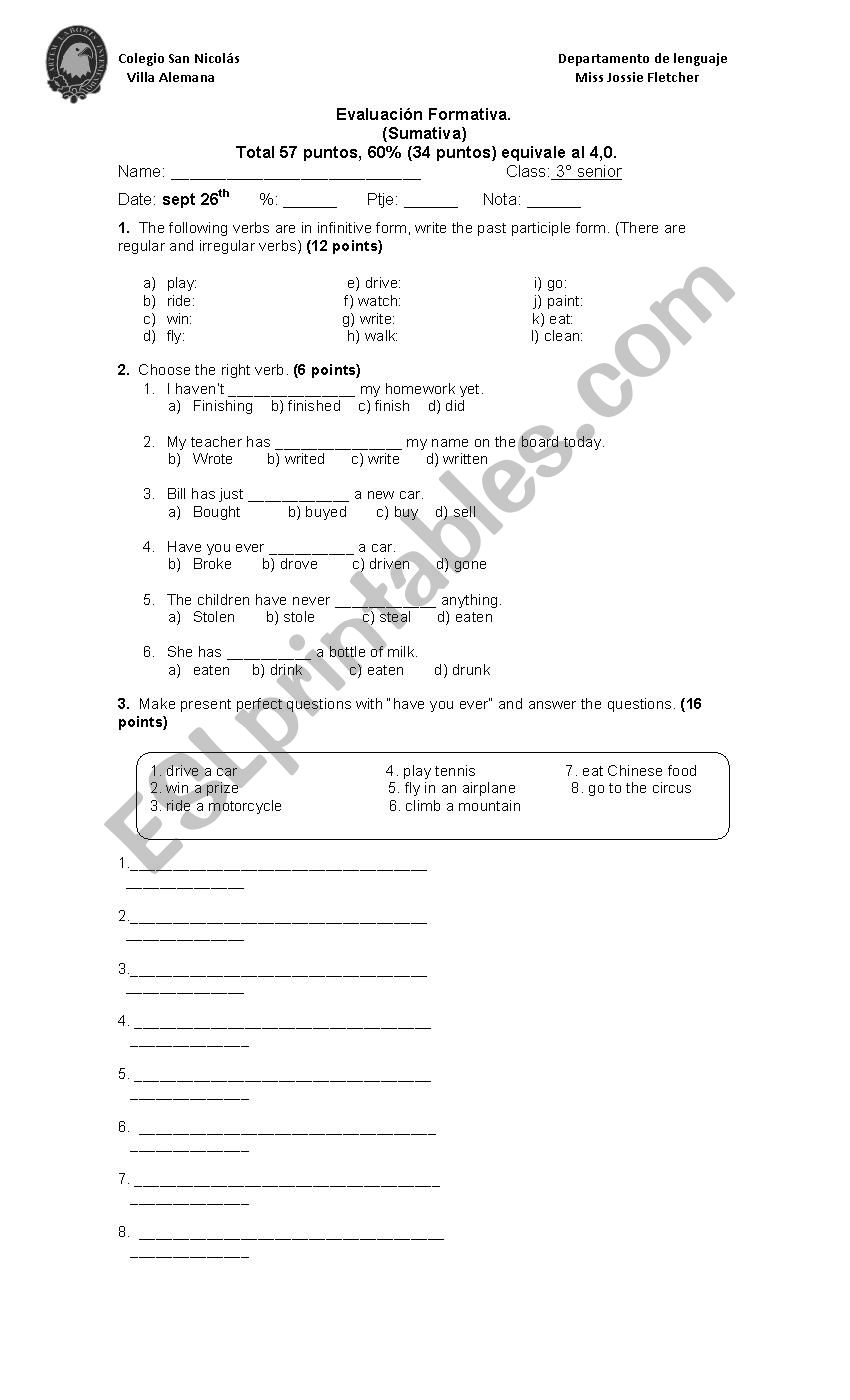 test present perfect and continuous 