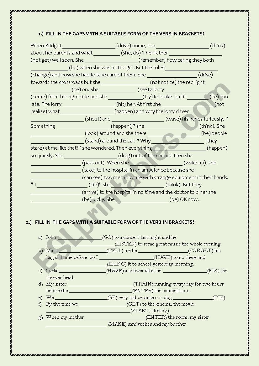 TENSES EXERCISE worksheet