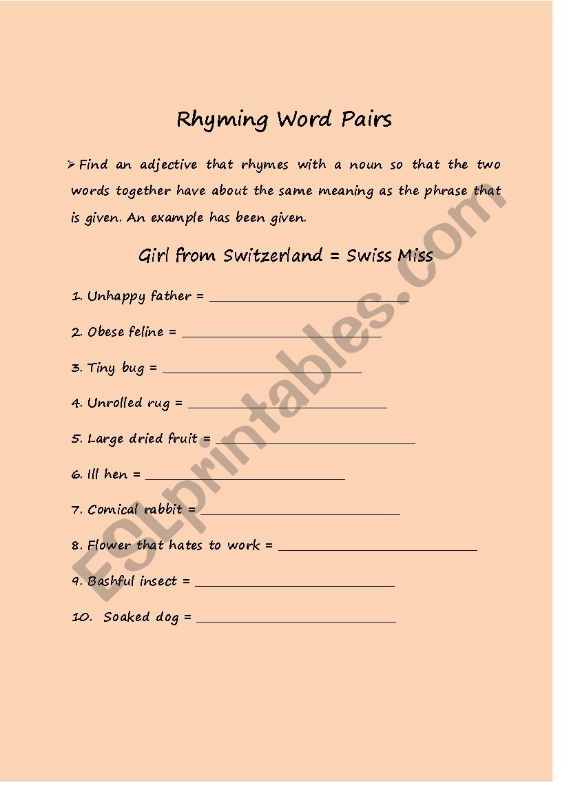 Rhyming Words worksheet