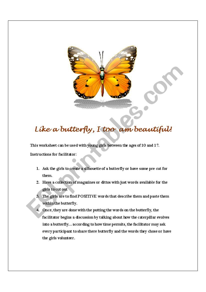 Like A Butterfly worksheet