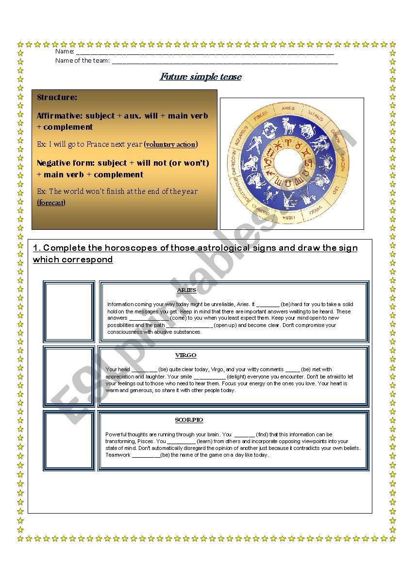 Future simple tense worksheet