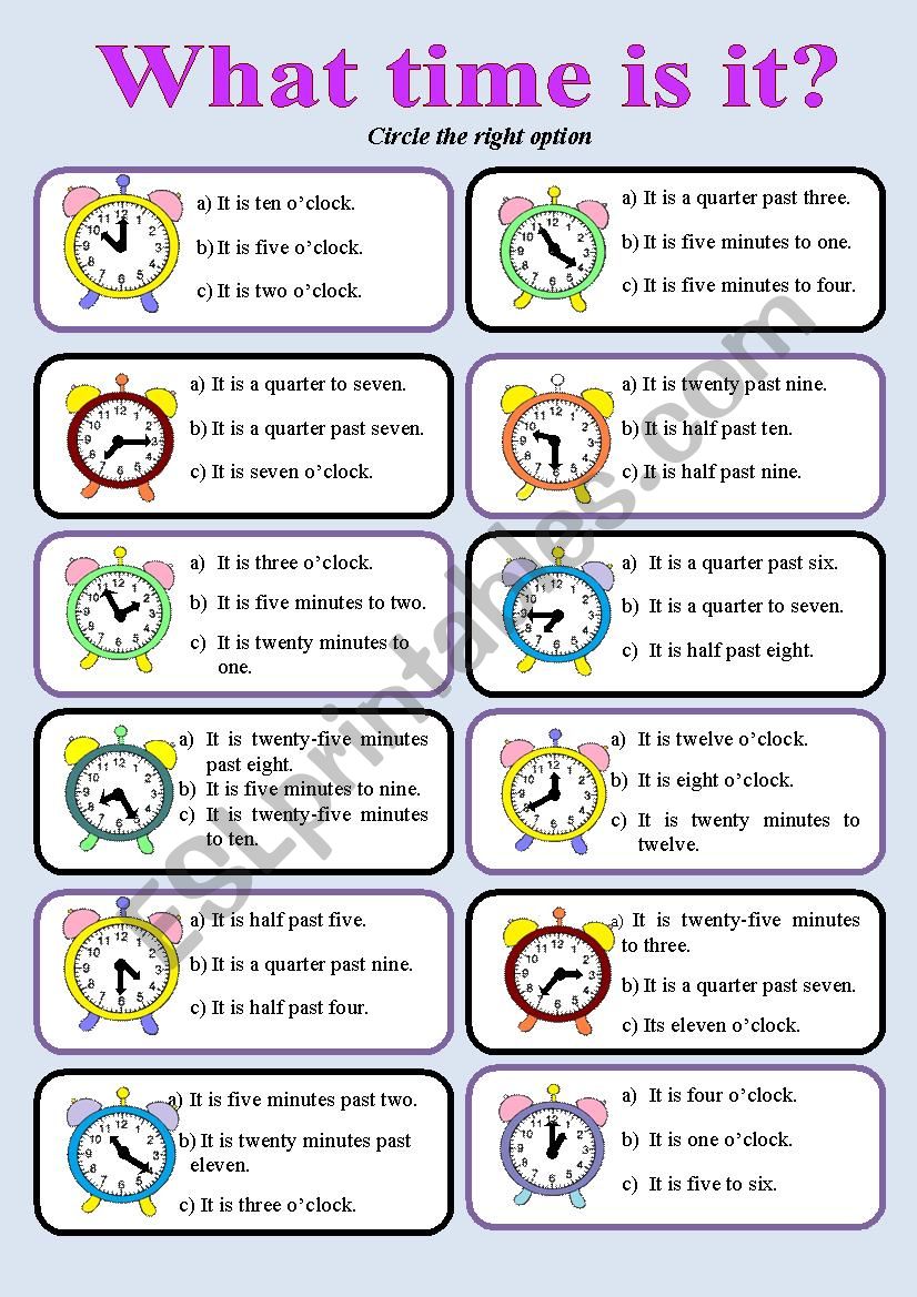 What Time Is It ESL Worksheet By Olichkalove