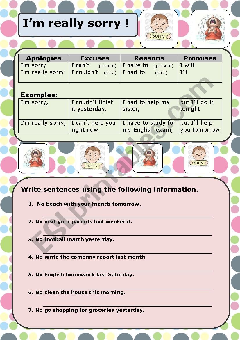 i-m-really-sorry-esl-worksheet-by-rosariodf