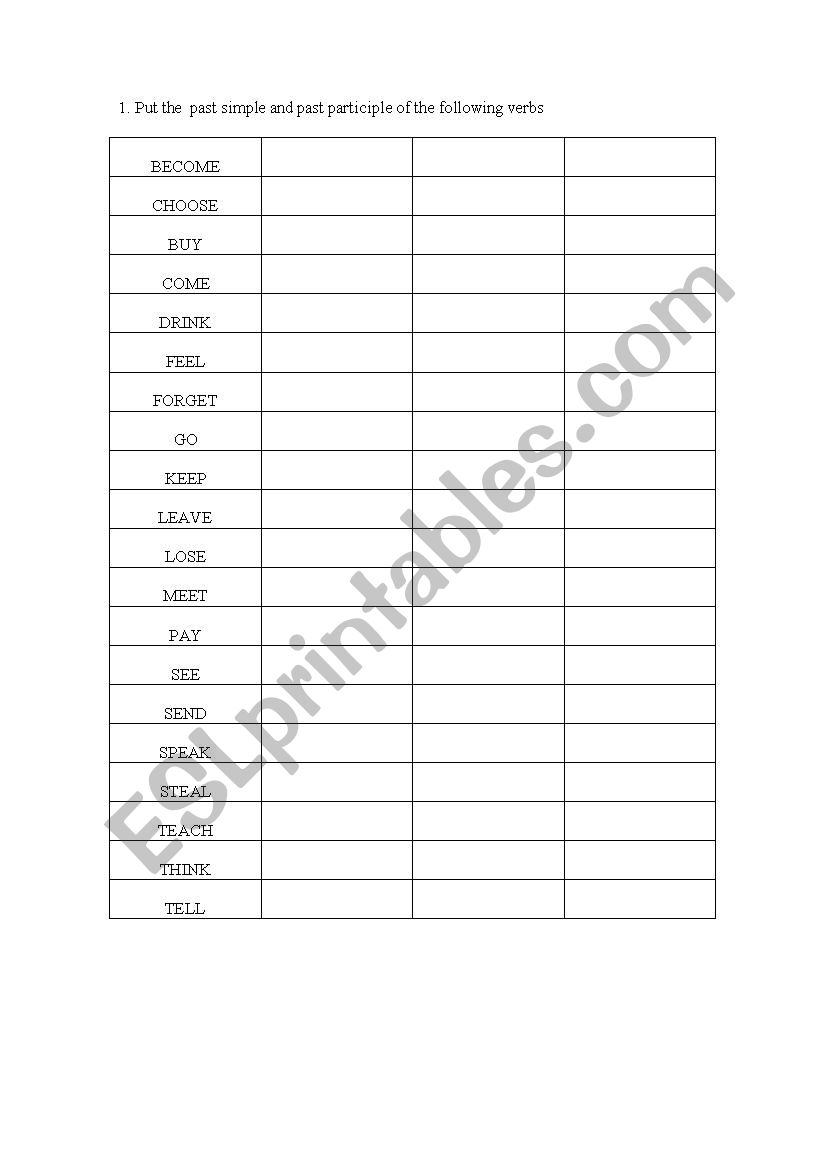 VERB EXERCISE worksheet