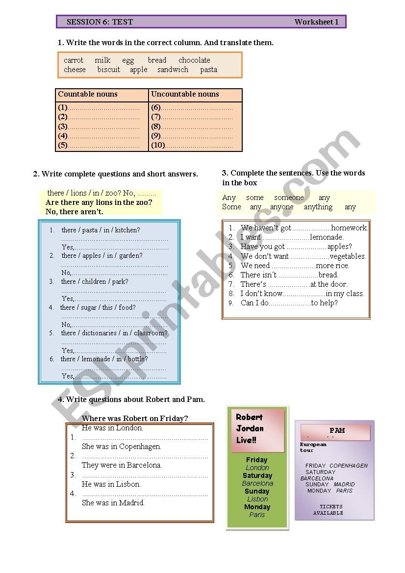 TEST 2 worksheet