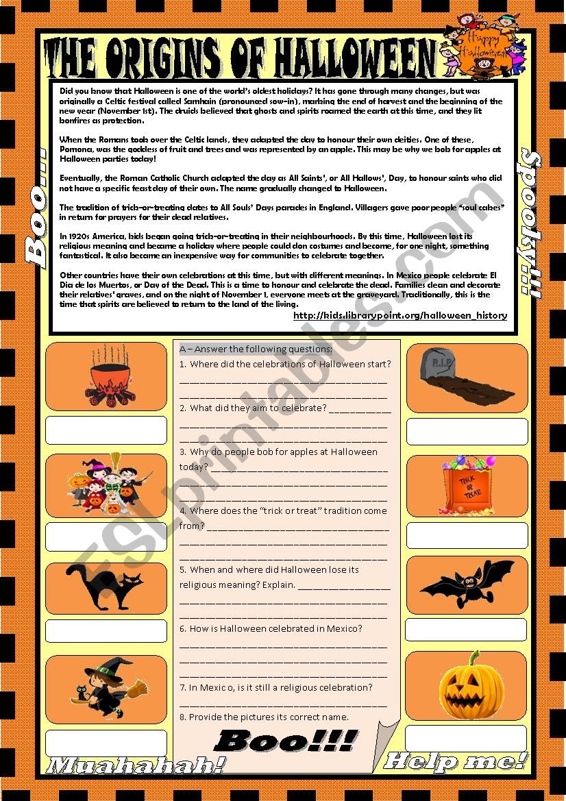 The origins of Halloween - ESL worksheet by Marília Gomes