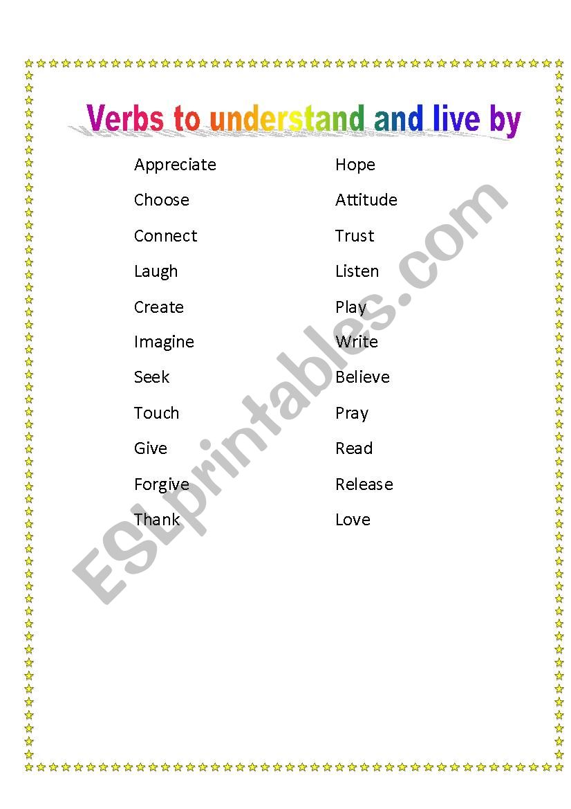 Verbs to understand and live by