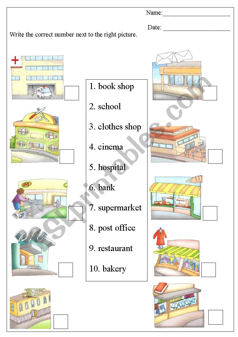 places in the town - ESL worksheet by beata8417