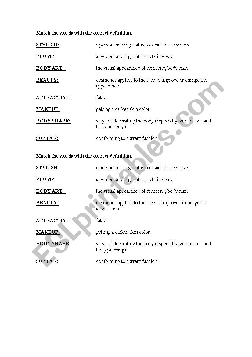 vocabulary worksheet