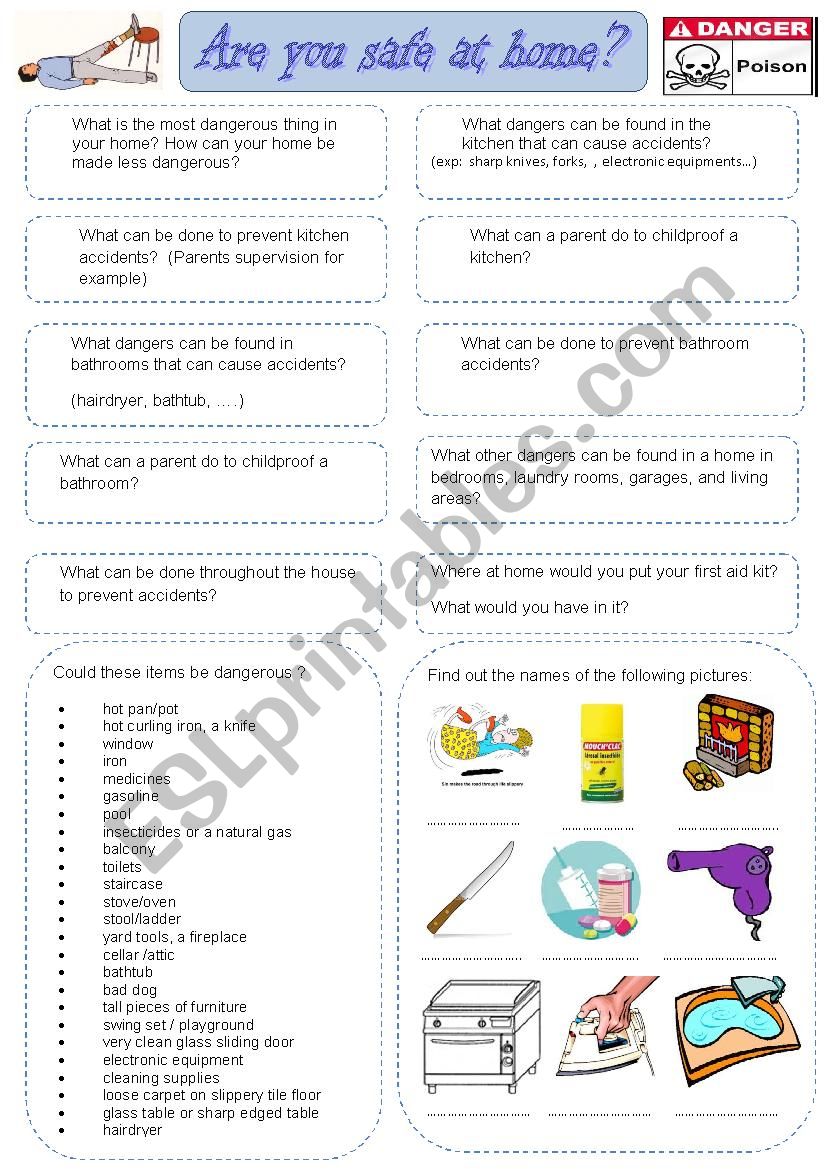 Are you safe at home?  worksheet