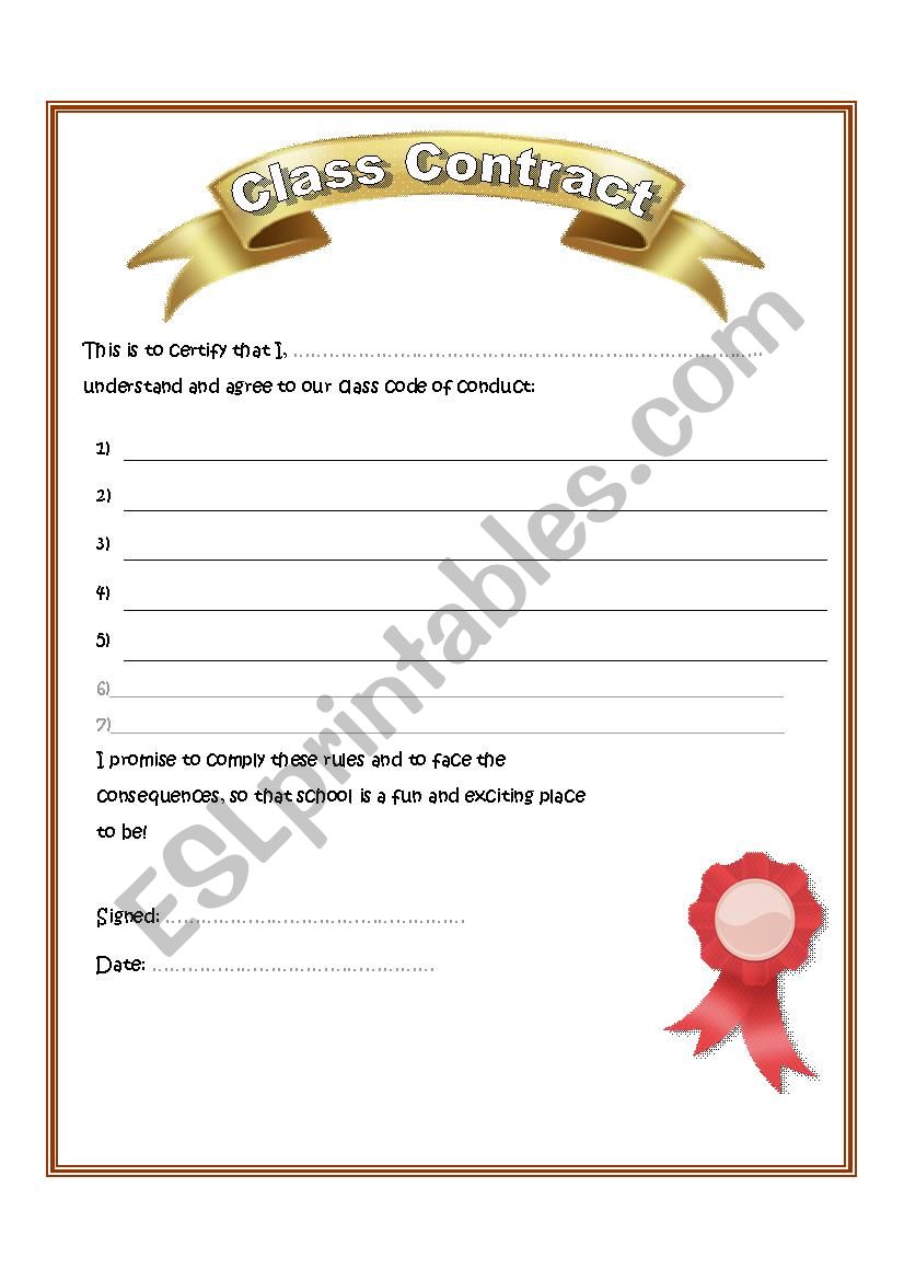 Class contract worksheet