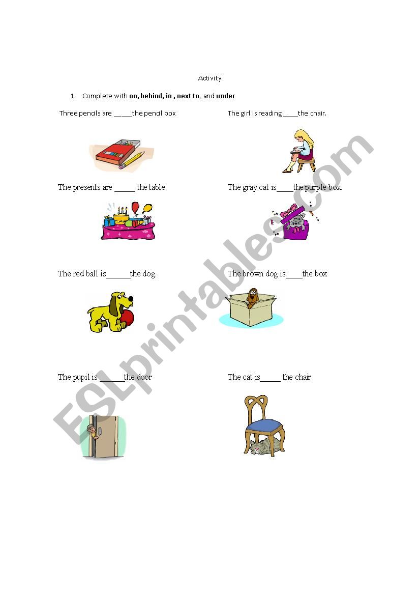 preposition worksheet