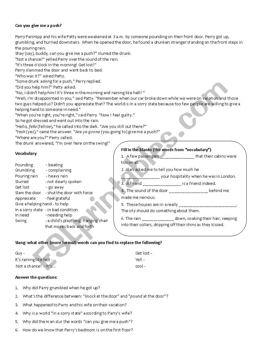 can you give me a push :) - ESL worksheet by kazansizcadi