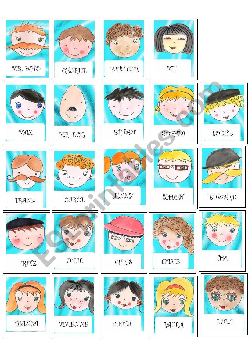 Guess who faces - ESL worksheet by lorenilla