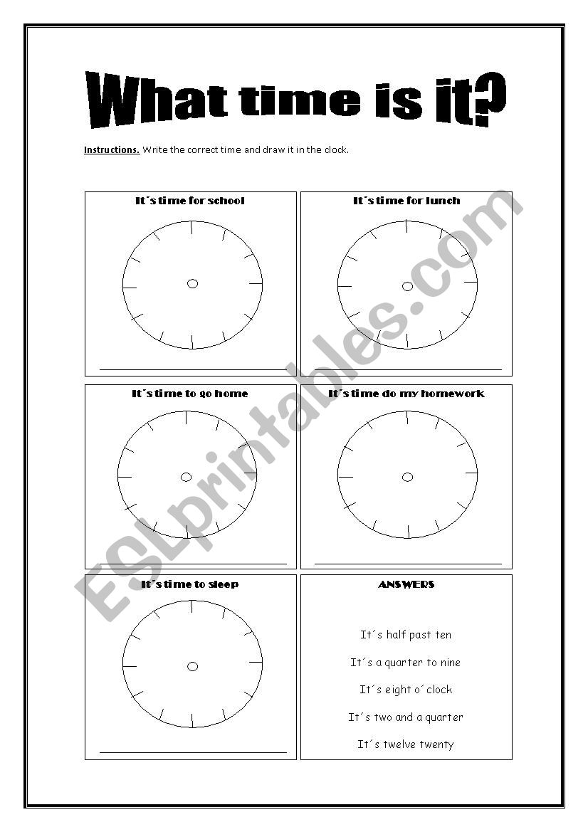 TELL THE TIME worksheet