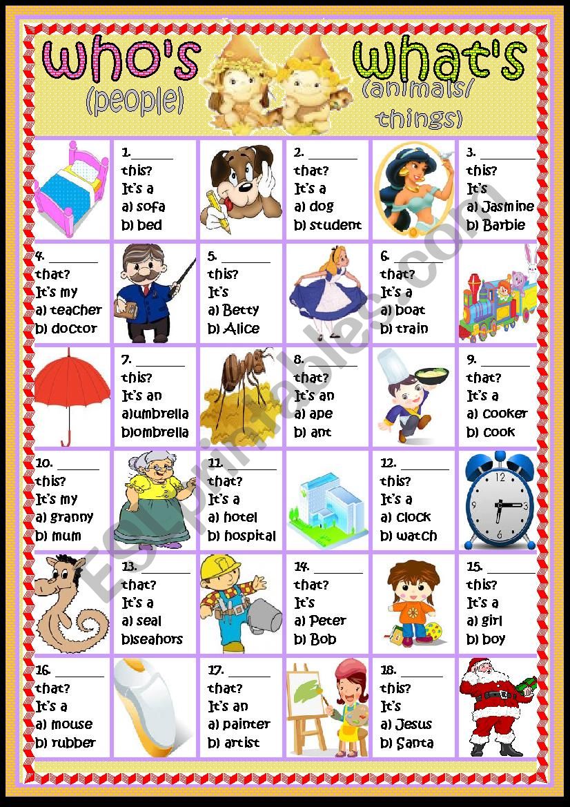 who´s or what´s - ESL worksheet by LILIAAMALIA