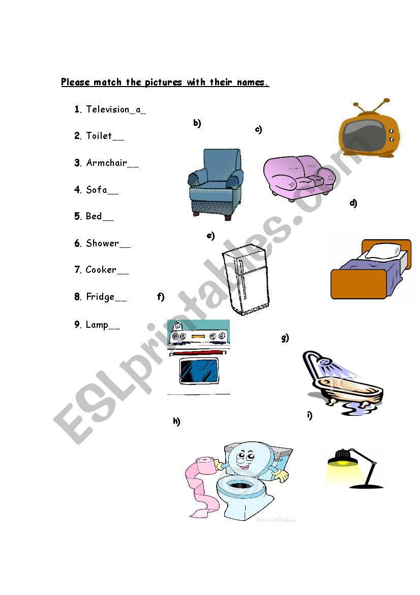 Matching activity/ home worksheet