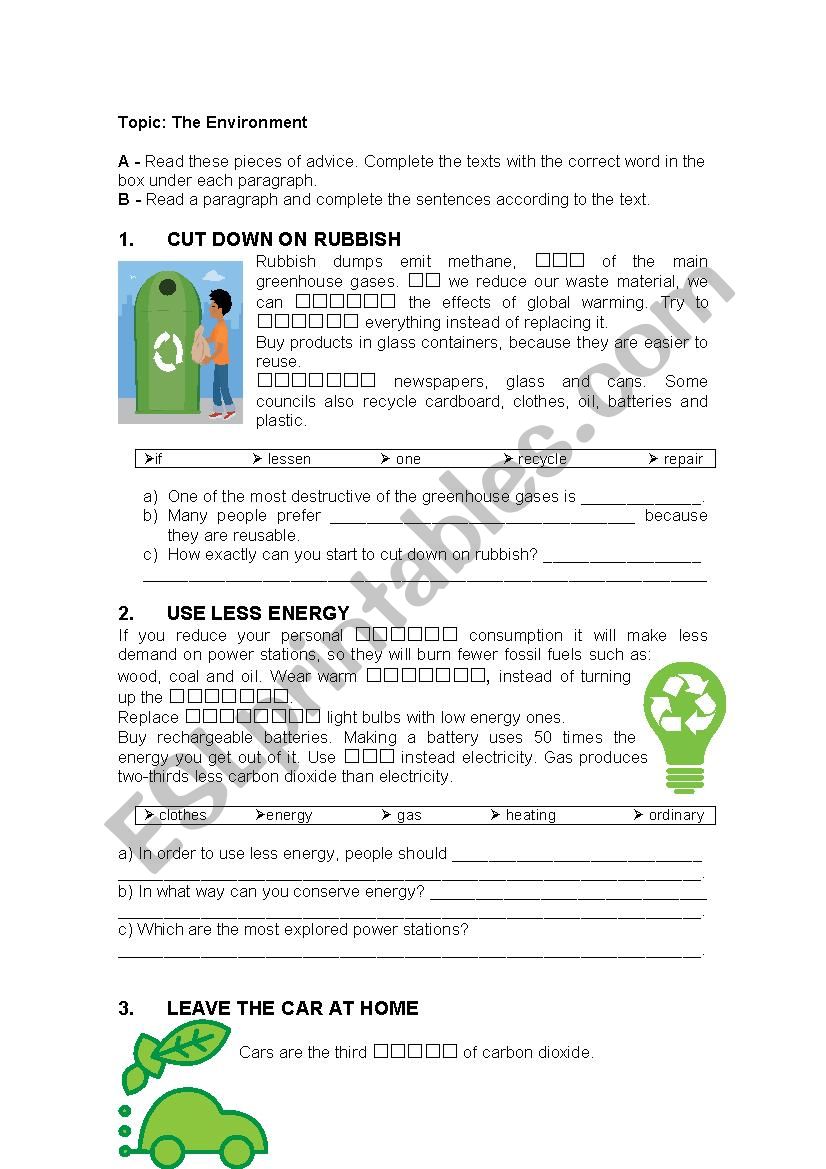 The environment worksheet