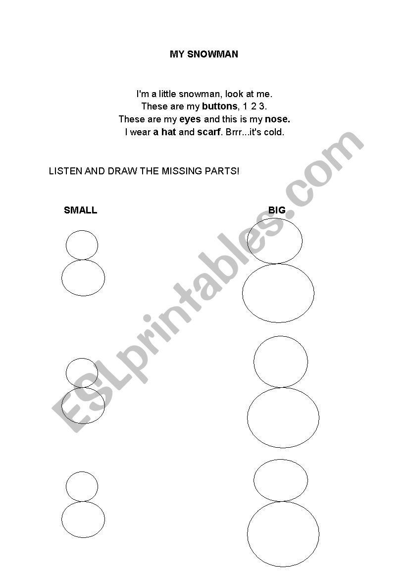 Snowman - winter worksheet