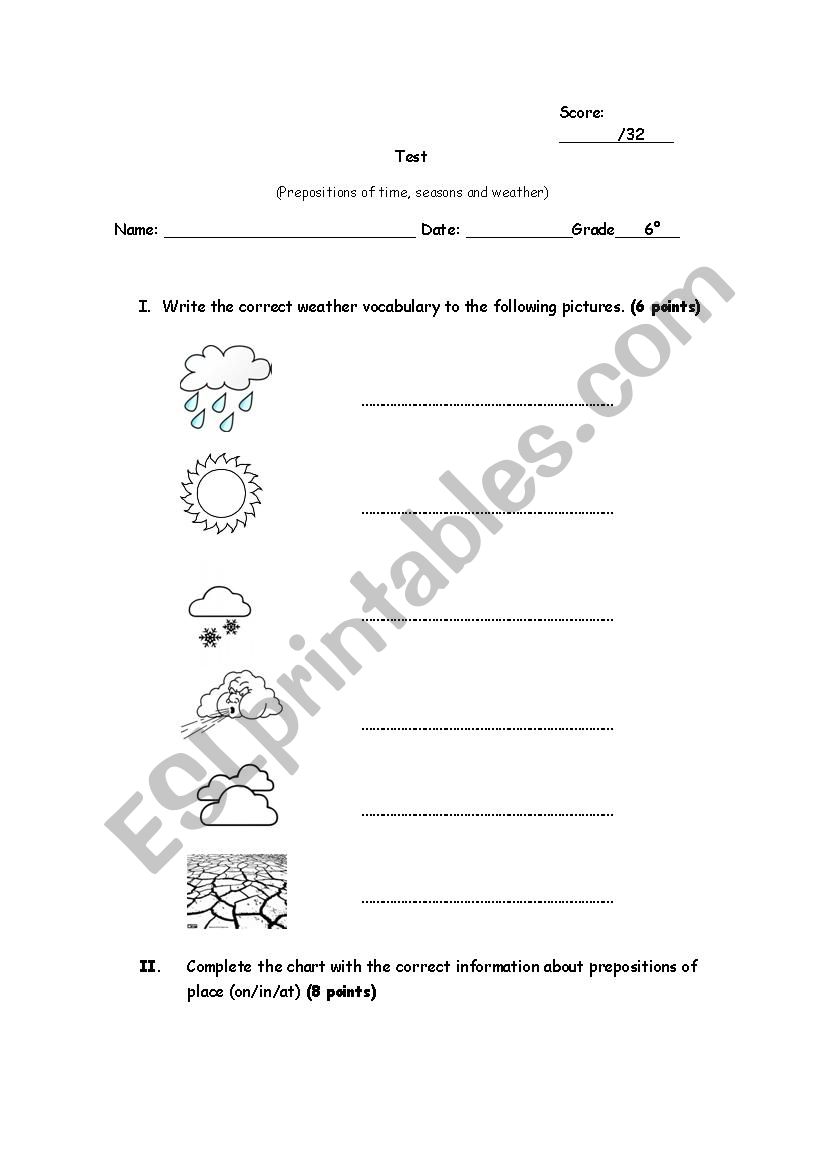 Weather and seasons worksheet