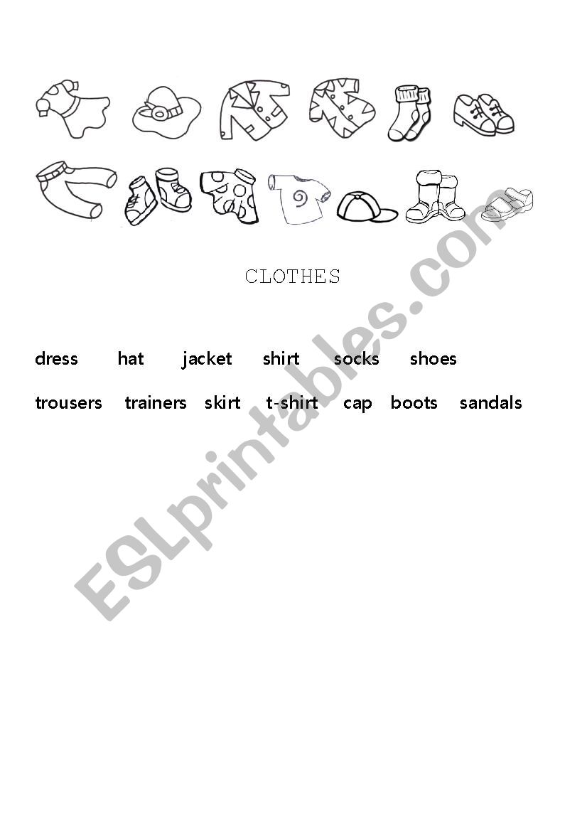 Clothes worksheet