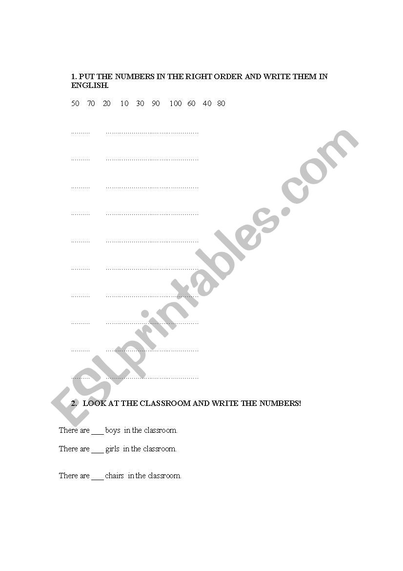 numbers-colours-possessives worksheet