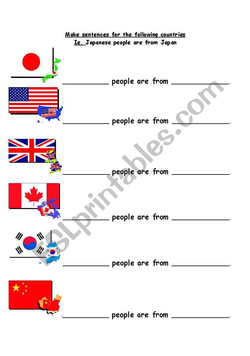 Country Vocabulary Practice worksheet