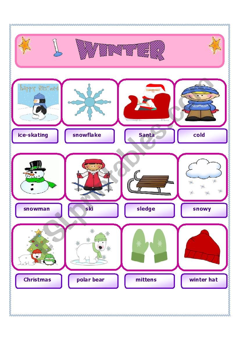 Winter Vocabulary ESL Worksheet By Scarlett 35