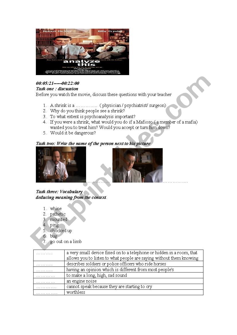Analyze this a movie worksheet part one