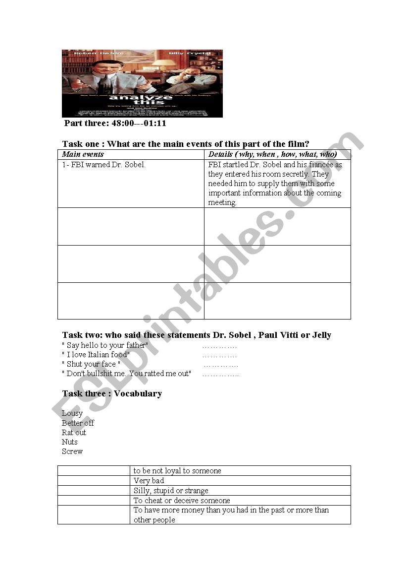 Analyze this a movie worksheet part three