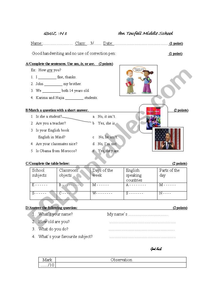 quiz worksheet