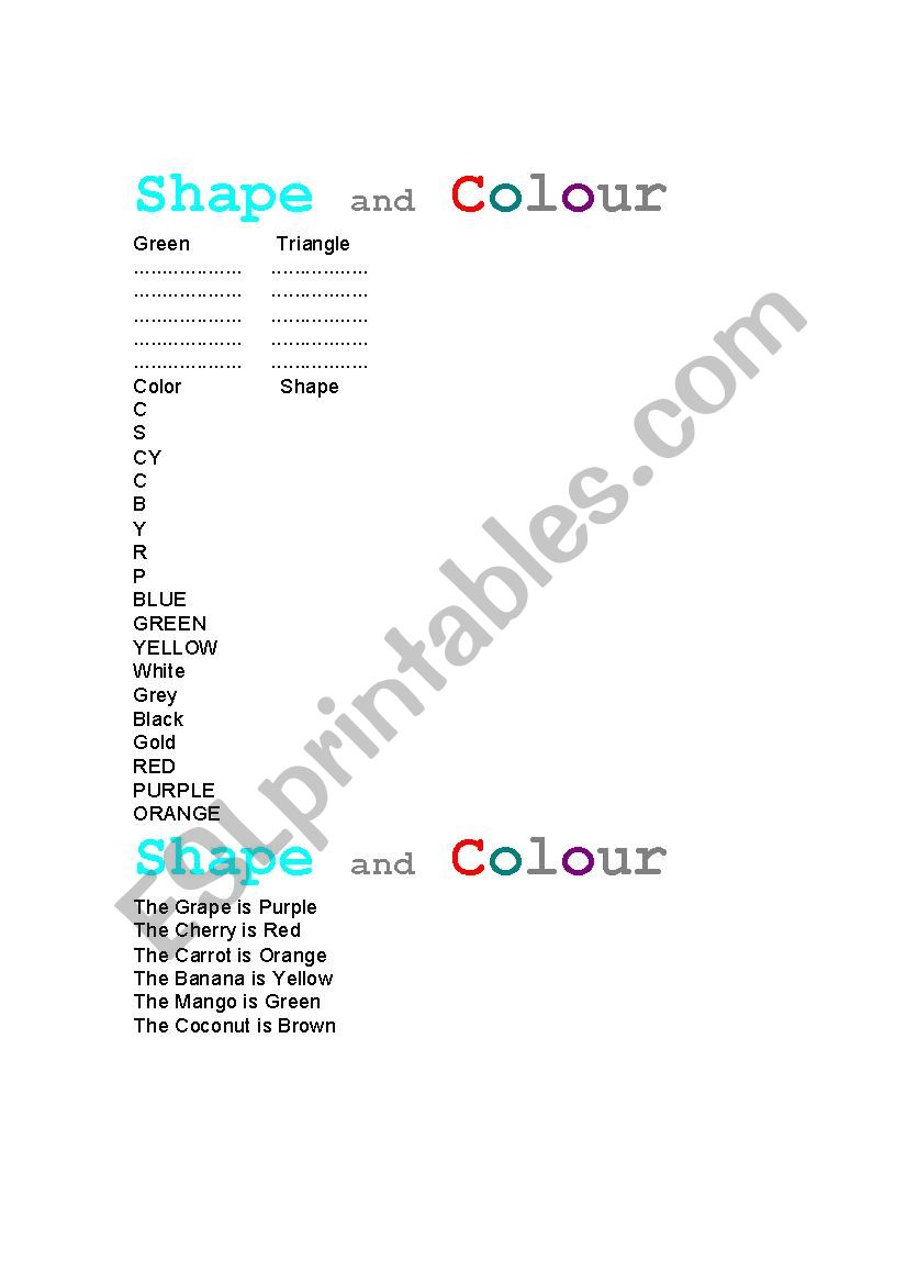 shape and colour worksheet