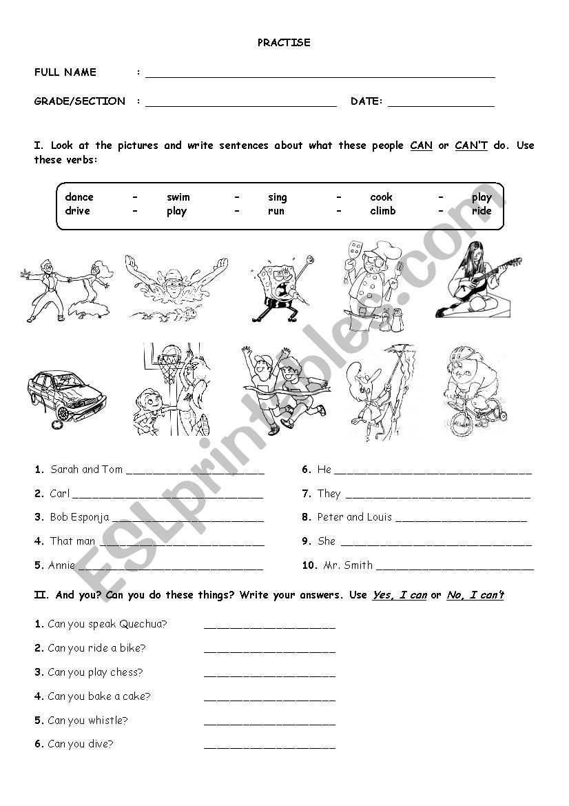 CAN CAN´T SHOULD SHOULDN´T - ESL worksheet by hadadeanis