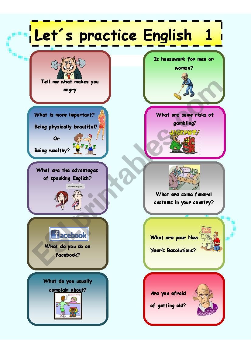 Let´s practice English ( speaking cards 1) - ESL worksheet by ...