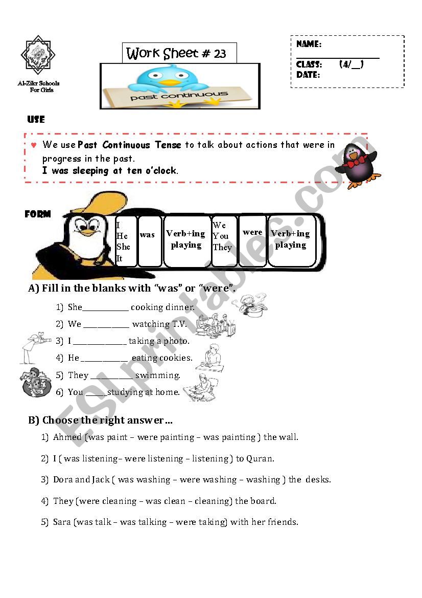 past continuous worksheet