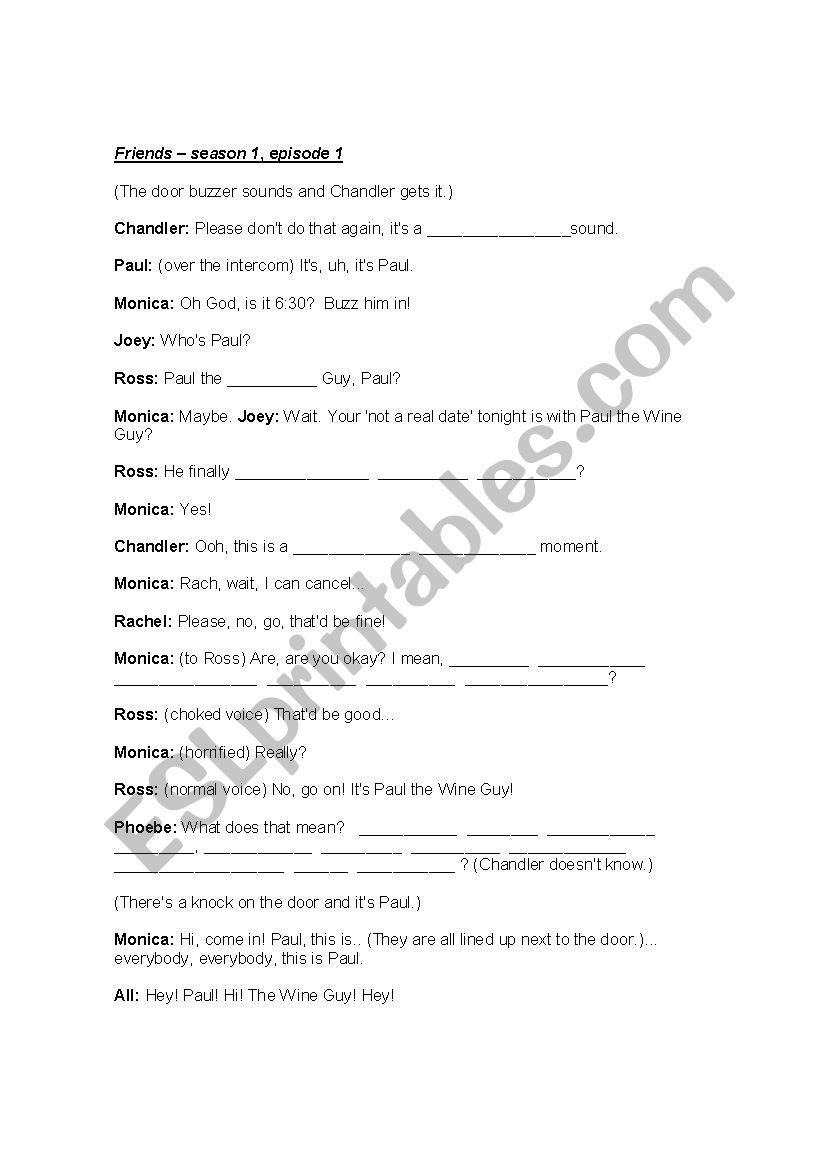 Friends - video activity (2) worksheet