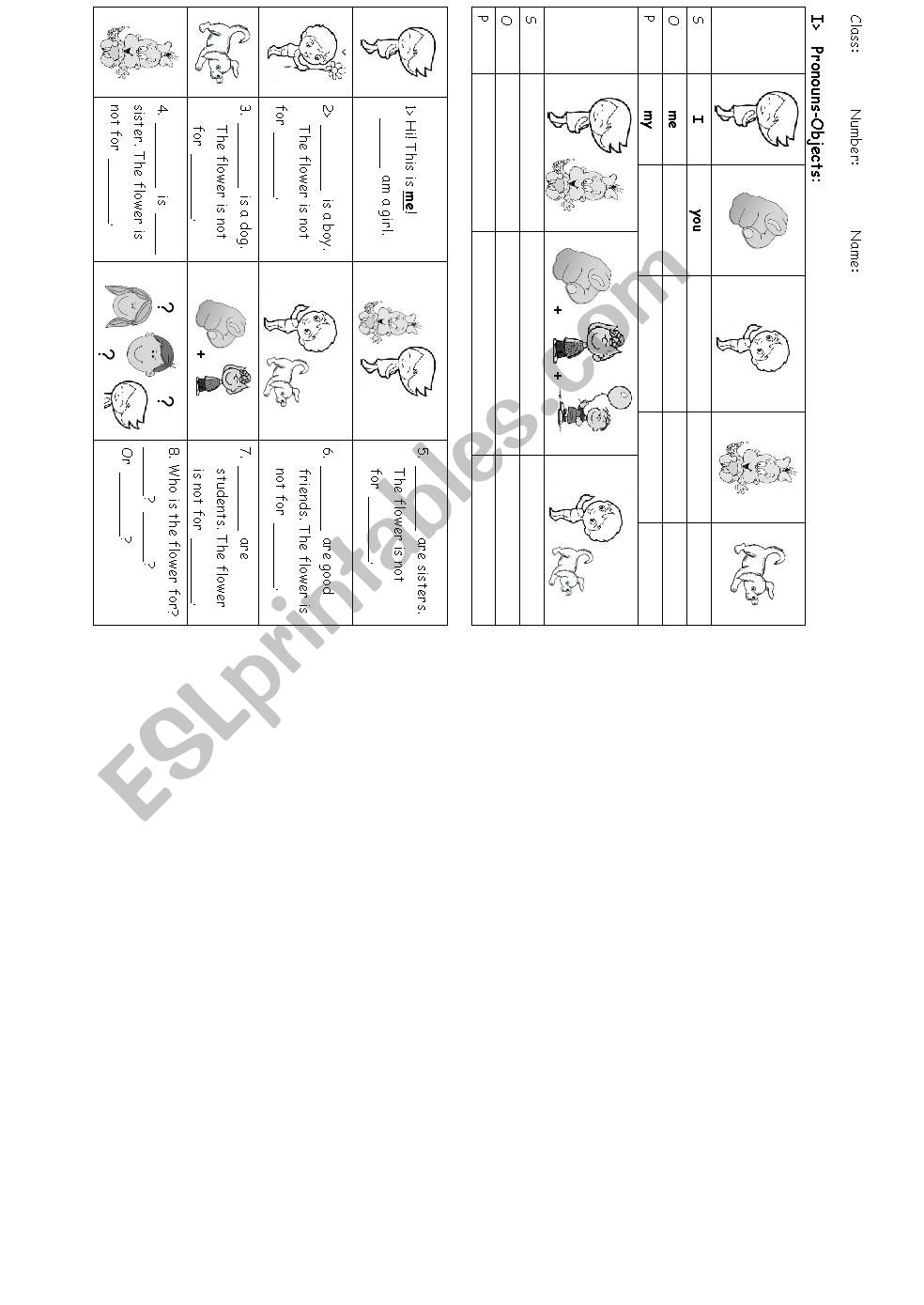 Pronouns- Objects worksheet