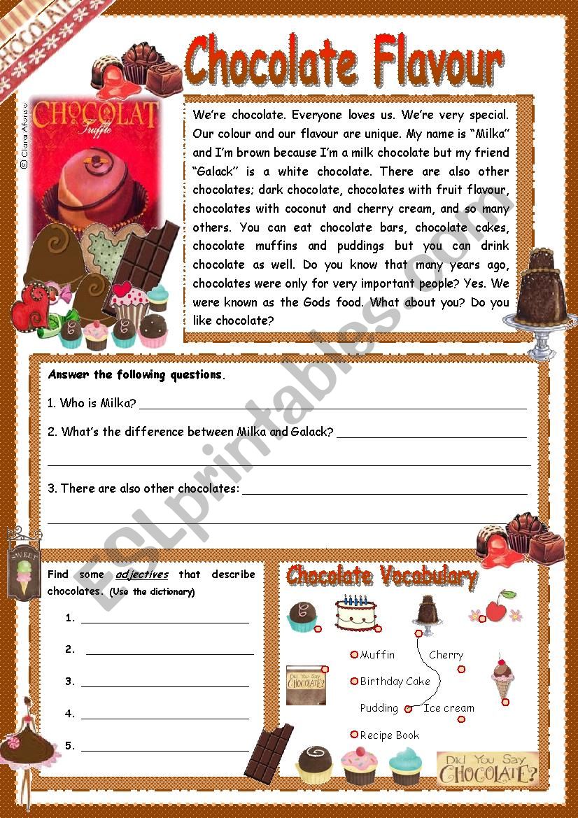 Chocolate ESL Worksheet By Clarinha