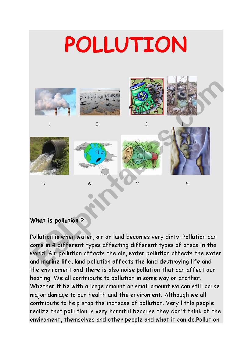 Pollution - ESL worksheet by hassani