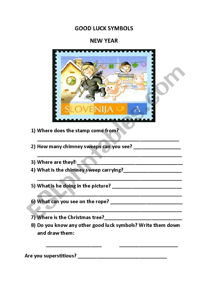 NEW YEAR - Good luck symbols worksheet