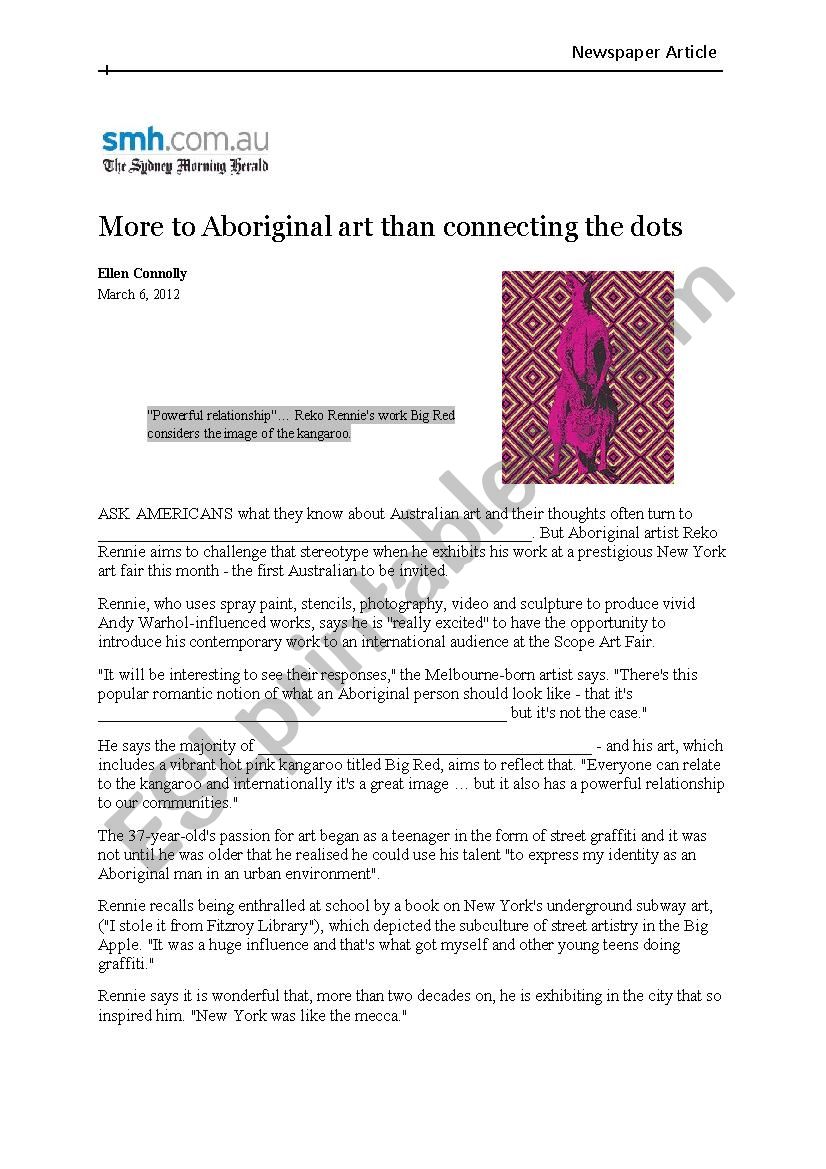 Newspaper article - Contemporary Australian Art