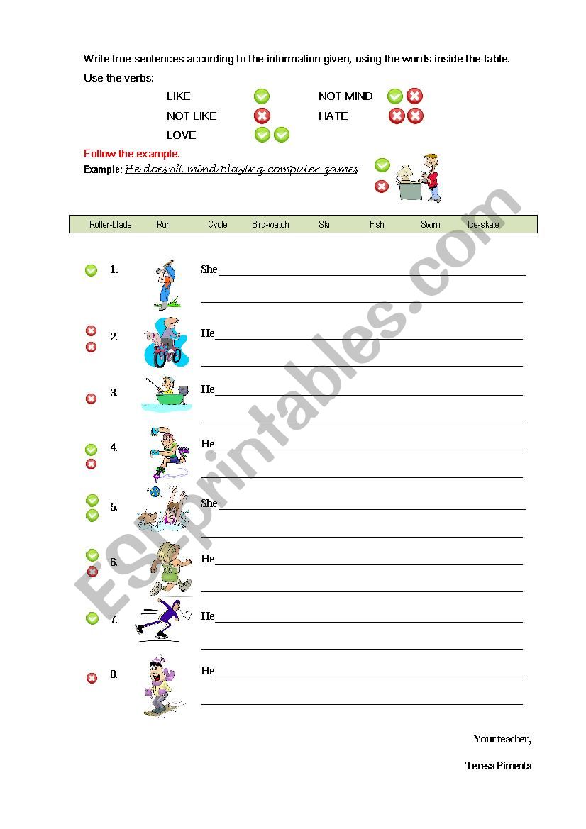 Expressing likes and dislikes worksheet