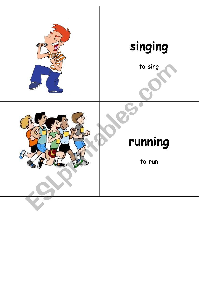 Actions verb flashcards worksheet