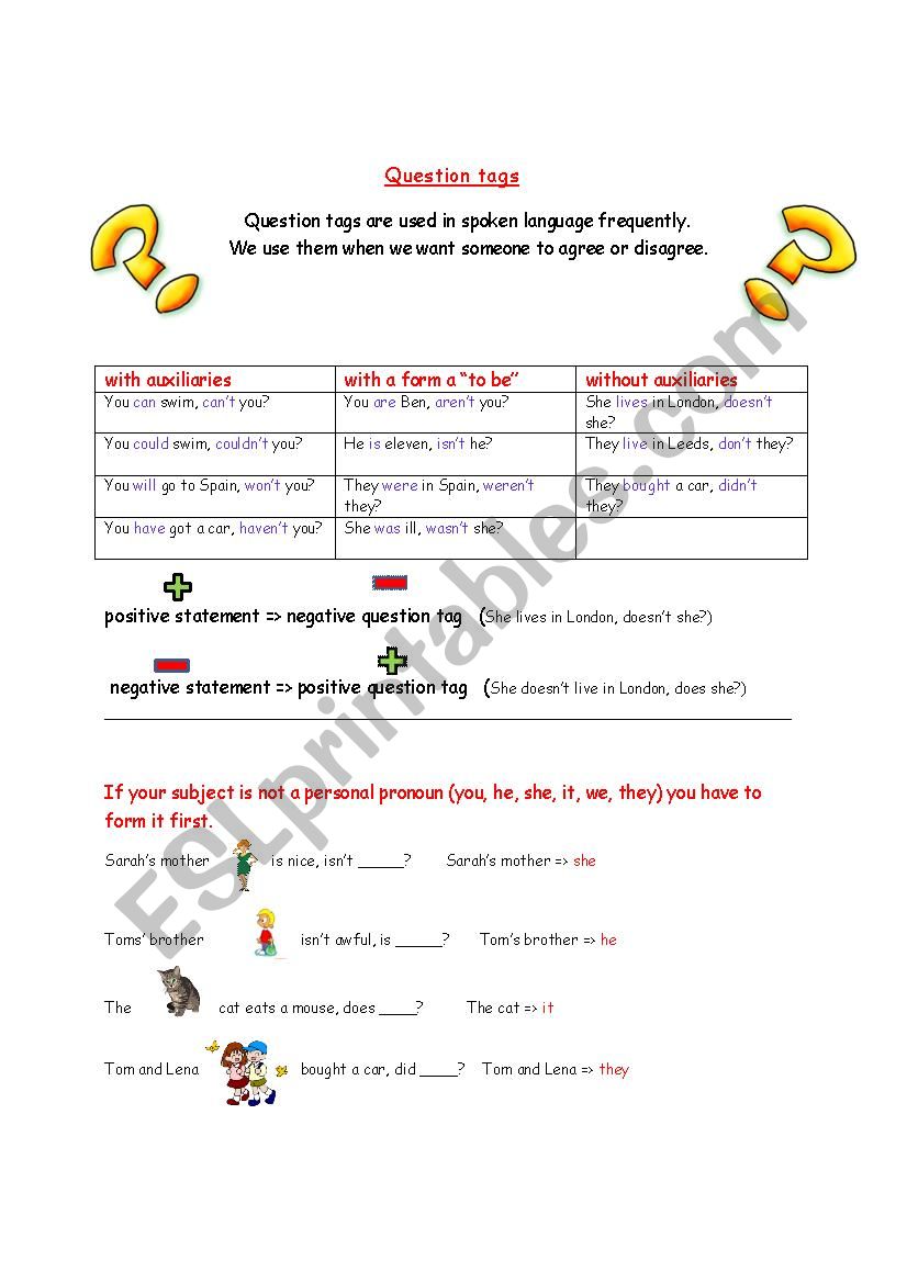 Question tags worksheet